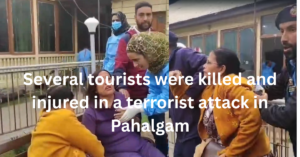 22 अप्रैल, 2025 को जम्मू और कश्मीर के पहलगाम में हुए आतंकवादी हमले के बाद का दृश्य, जिसमें कई पर्यटक मारे गए और घायल हुए।