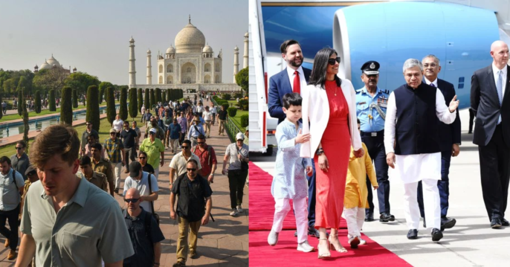 अमेरिकी उपराष्ट्रपति जेडी वेंस भारत दौरे के दौरान पत्नी उषा और बच्चों के साथ ताजमहल देखने गए; एलन मस्क ने स्मारक की प्रशंसा दुनिया के अजूबों में से एक के रूप में की।