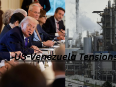US-Venezuela Tensions: Trump’s $100 Billion Oil Bet US President Donald Trump meets oil company executives at the White House to discuss rebuilding Venezuela’s oil infrastructure amid rising US–Venezuela tensions.