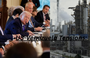 US-Venezuela Tensions: Trump’s $100 Billion Oil Bet US President Donald Trump meets oil company executives at the White House to discuss rebuilding Venezuela’s oil infrastructure amid rising US–Venezuela tensions.