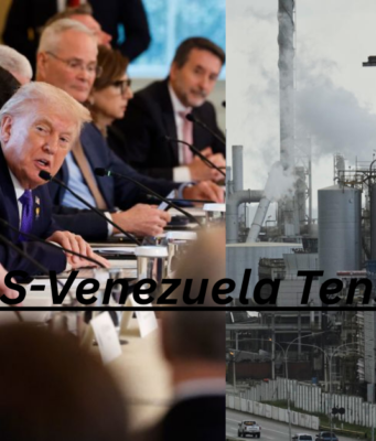 US-Venezuela Tensions: Trump’s $100 Billion Oil Bet US President Donald Trump meets oil company executives at the White House to discuss rebuilding Venezuela’s oil infrastructure amid rising US–Venezuela tensions.